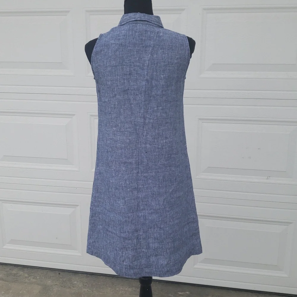 Garnet Hill 100% Linen Classic Full Button Front Shirtdress Size 2 Coastal Blue - Picture 6 of 16